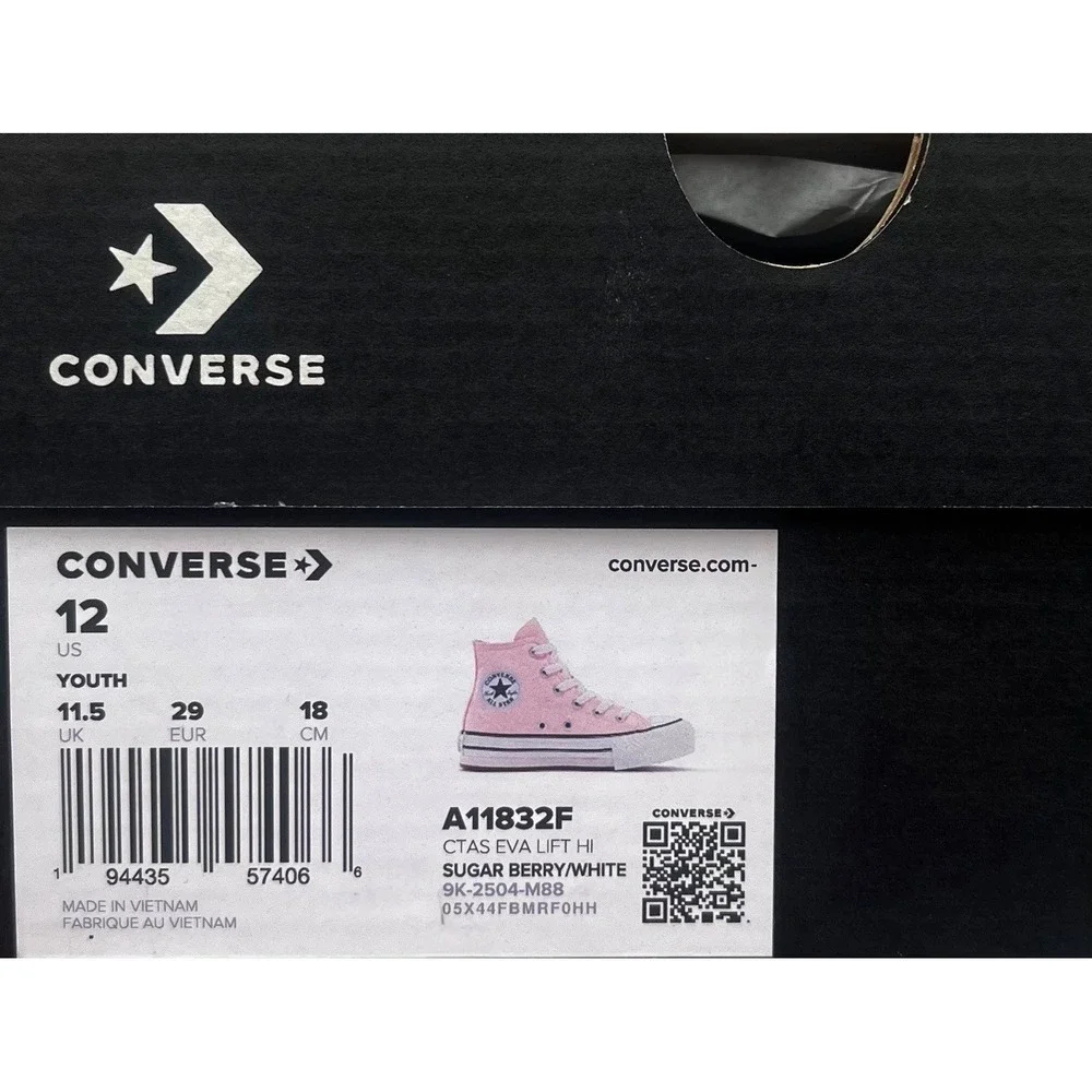Converse Chuck Taylor All Star Lift Girls High-Top Platform Shoes 12 Light Pink